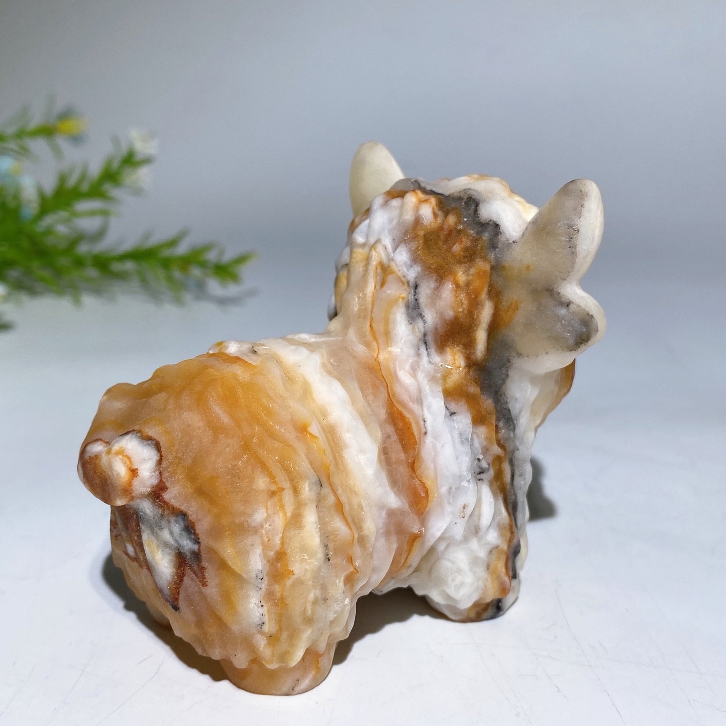 3.1" Banded Orange Calcite Cattle Carving Crystal Healing Bulk Wholesale