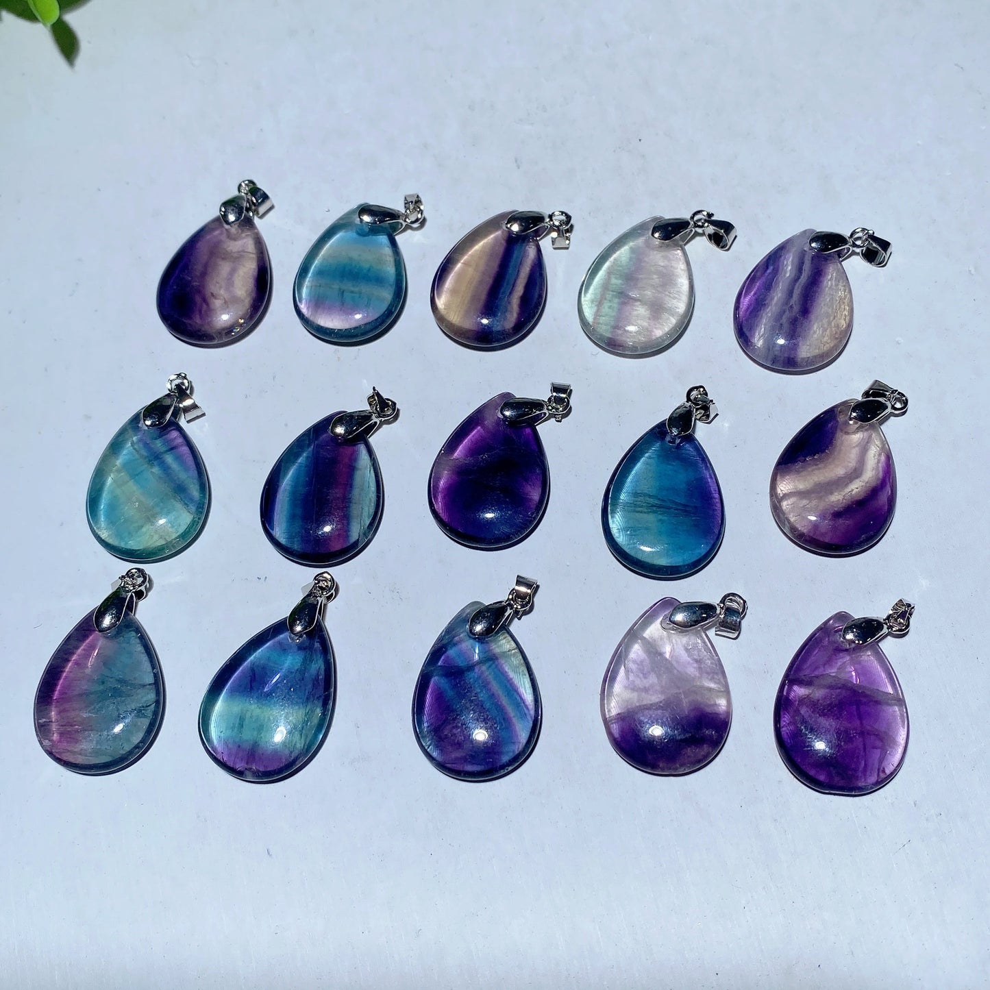 1.0" Rainbow Fluorite Water Drop Pendant Bulk Wholesale