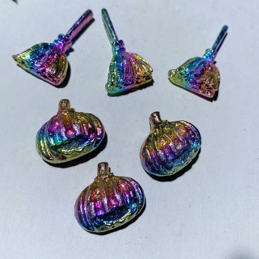 0.9"-1.3" Bismuth Broom Pumpkin Carvings for Halloween Bulk Wholesale