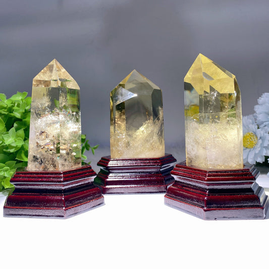 5.0"-8.0" Citrine Tower with Wooden Base Bulk Wholesale