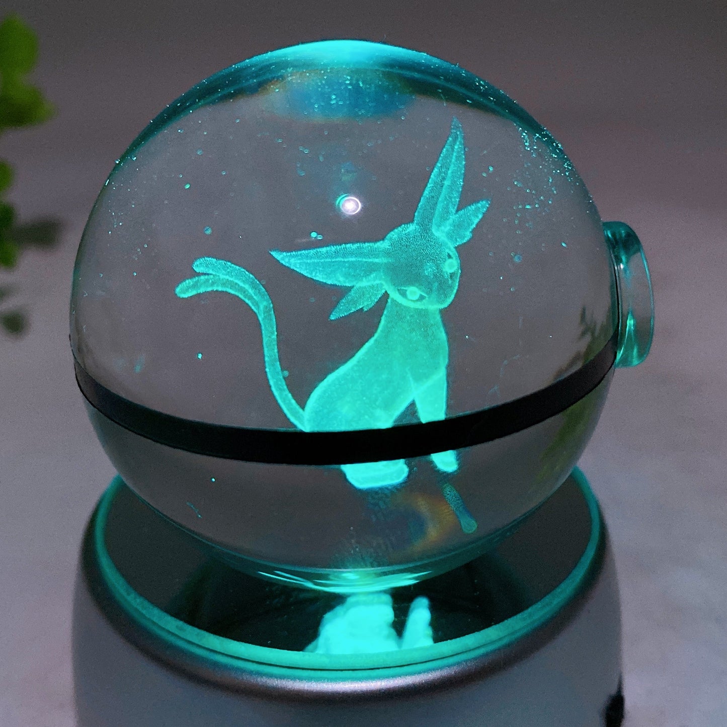 3D Inner Carving Crystal Pokemon Glass Sphere with Colorful Lamp Stand Crystal Healing Bulk Wholesale