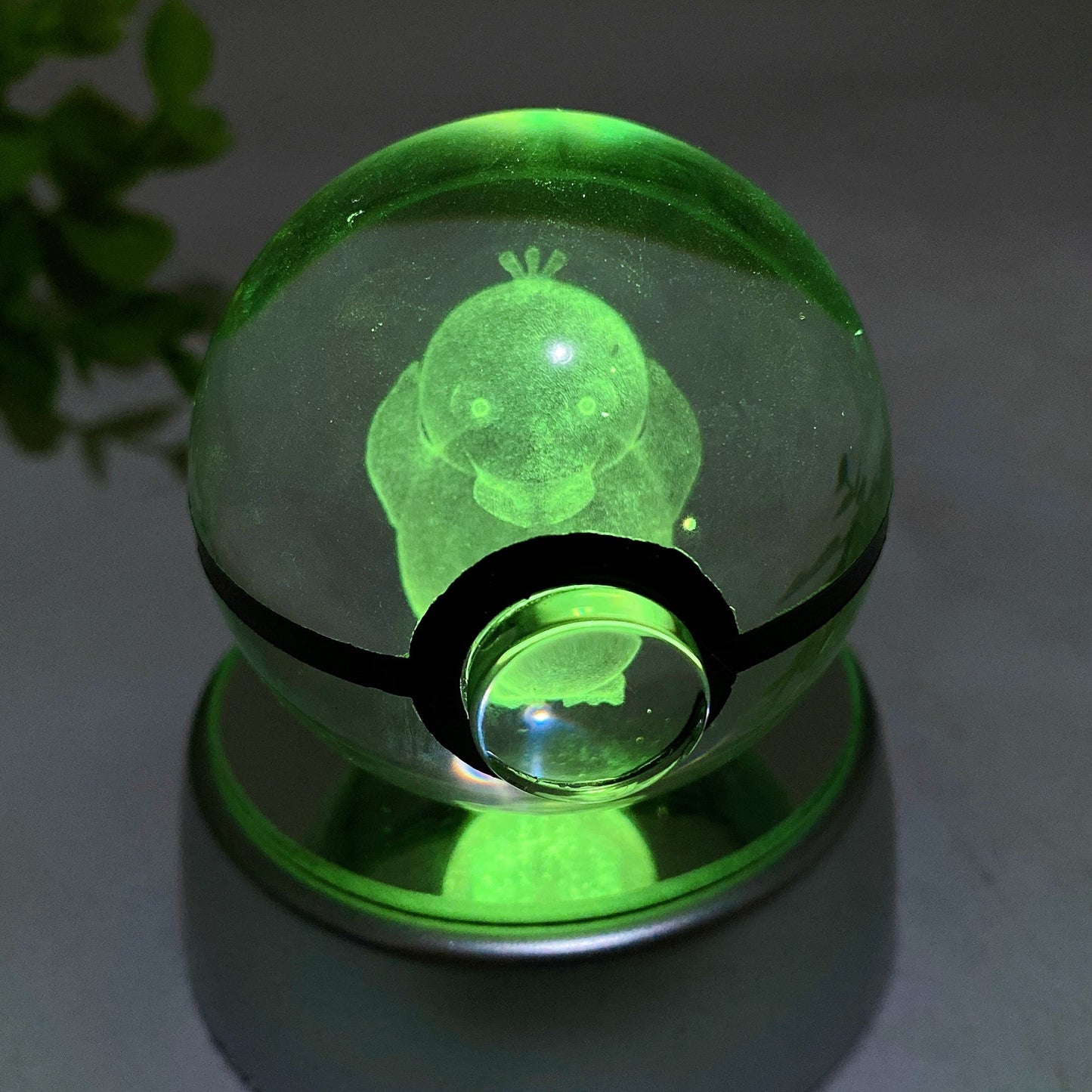 3D Inner Carving Crystal Pokemon Glass Sphere with Colorful Lamp Stand Crystal Healing Bulk Wholesale