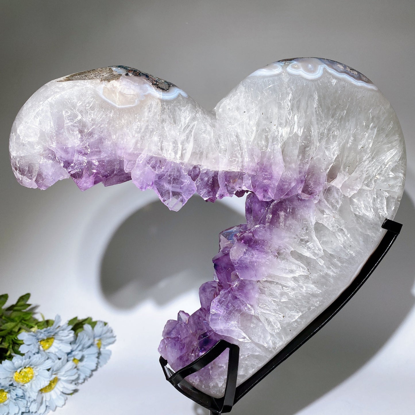 Large Unique Amethyst Cluster Angel's Heart Specimen with Stand Crystal Healing Bulk Wholesale