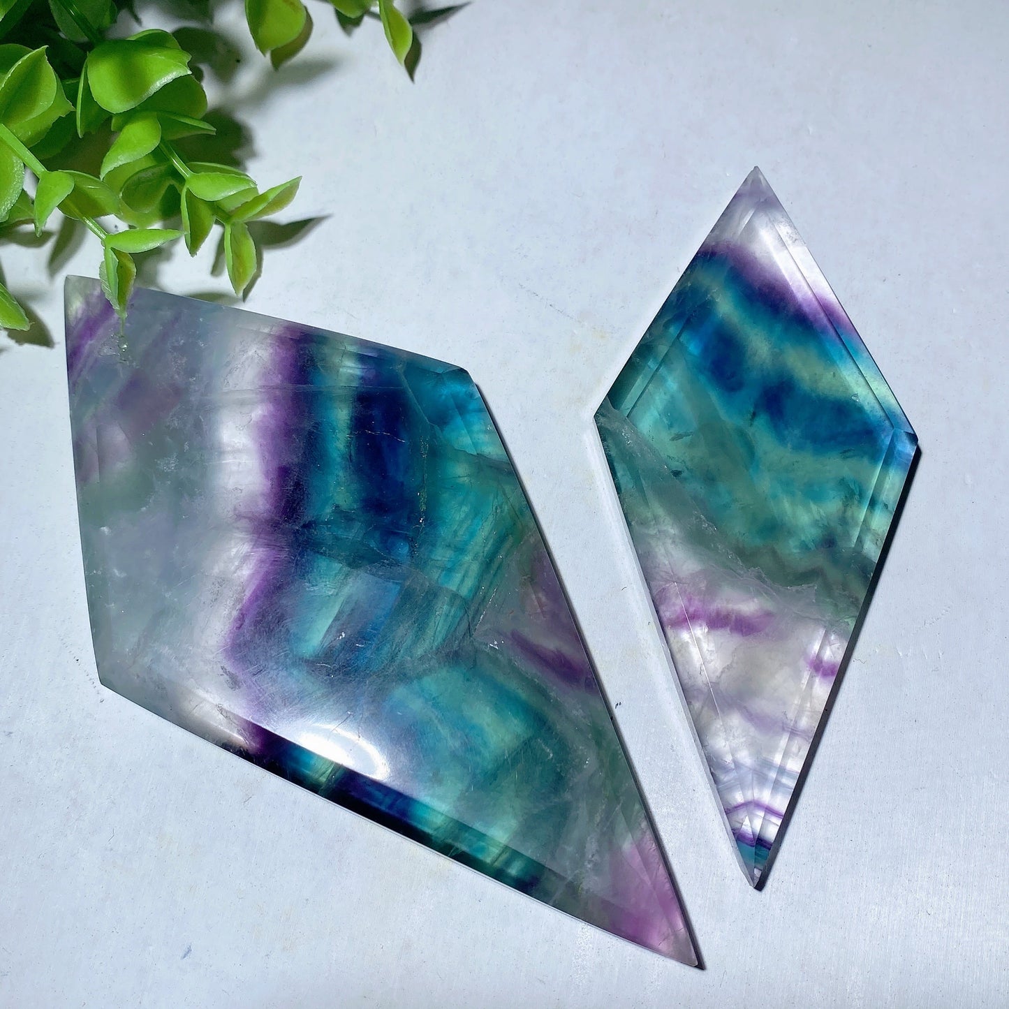 4.2"-5.4" Rainbow Fluorite Rhombus Slabs Bulk Wholesale