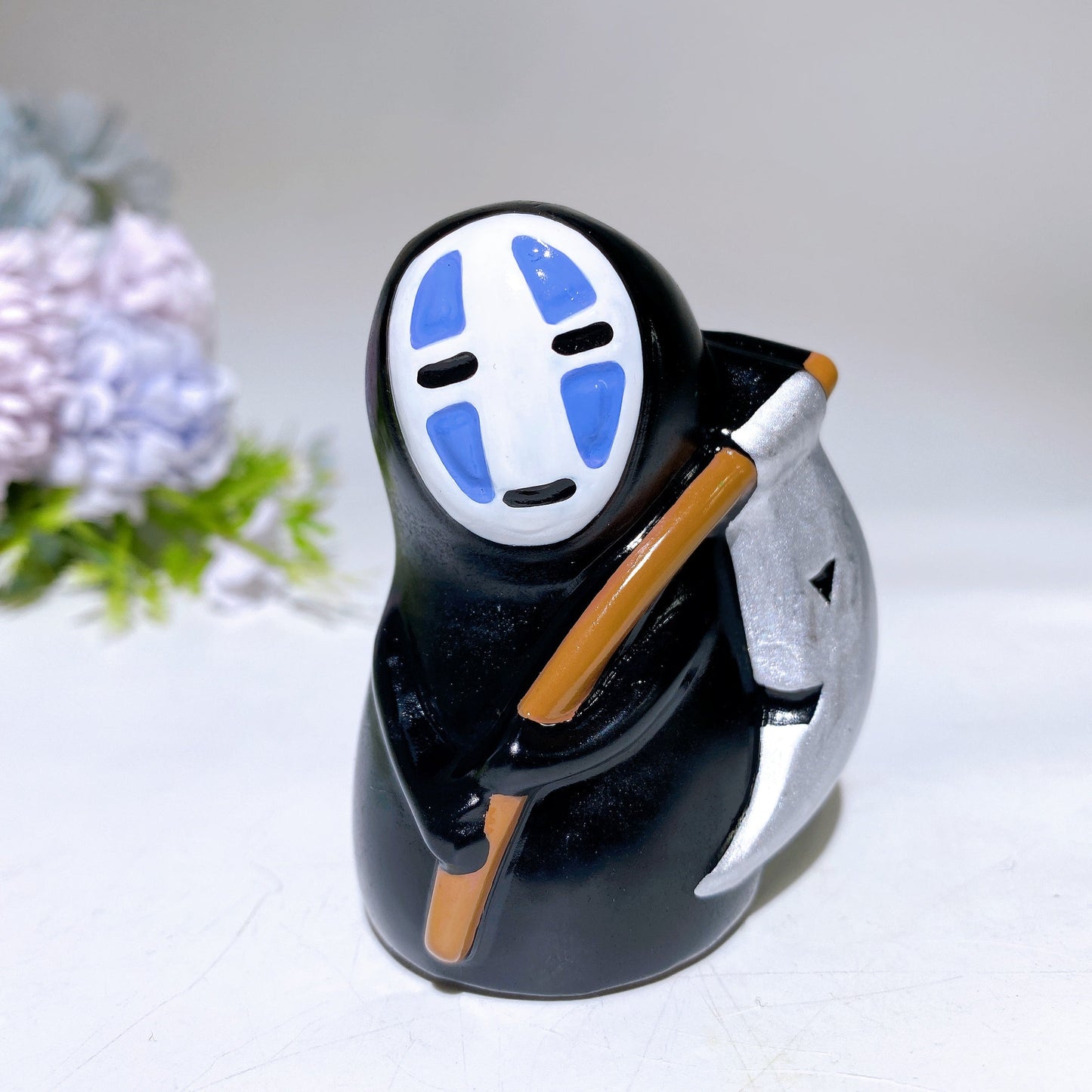 7cm Black Obsidian No-face Carving with Painting Crystal Healing Bulk Wholesale