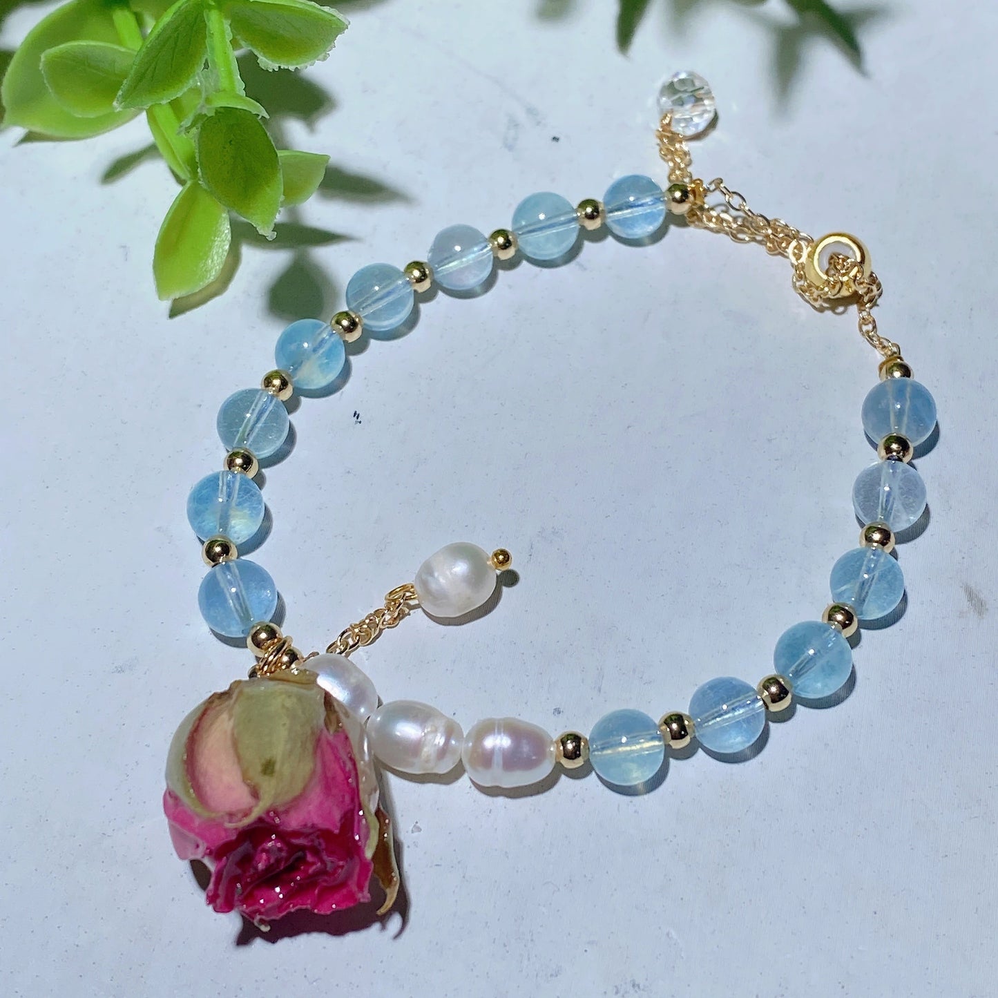 Mixed Crystal Pearl Rose Flower Adjustable Bracelet Bulk Wholesale