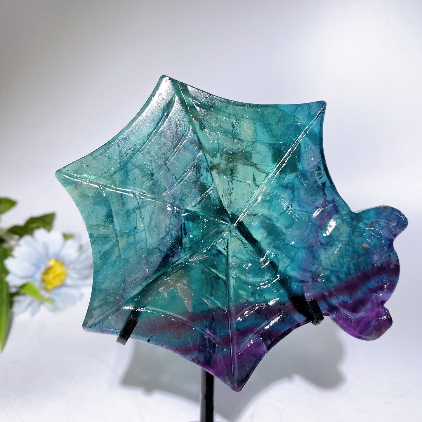 Druzy Agate Rainbow Fluorite Spider Web Carving Crystal Healing Bulk Wholesale