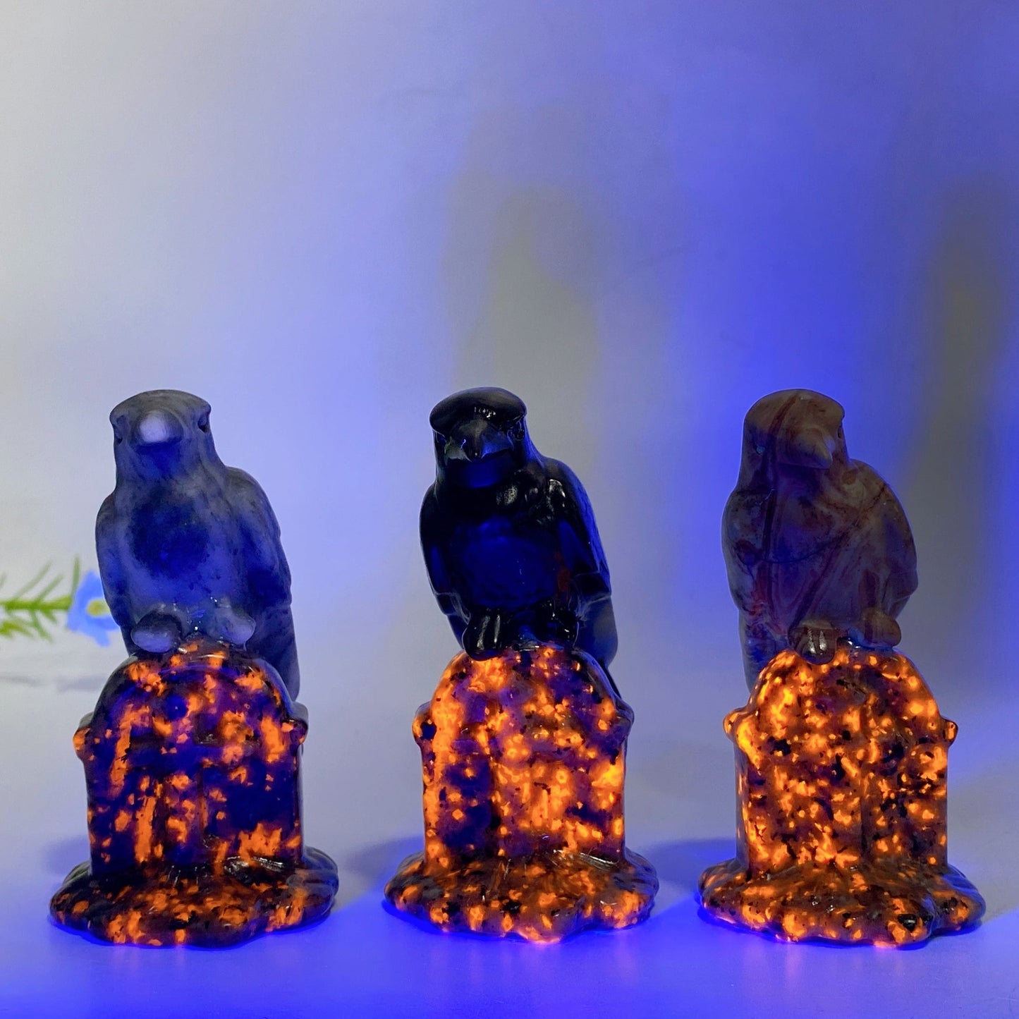 3.1" Crystal Raven on Yooperlite Tombstone Carving Crystal Healing Bulk Wholesale