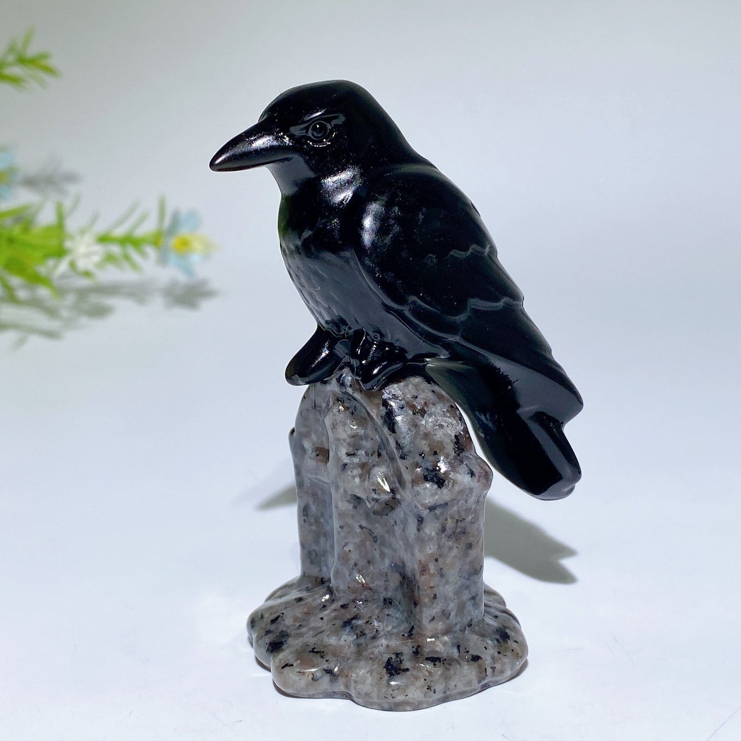 3.1" Crystal Raven on Yooperlite Tombstone Carving Crystal Healing Bulk Wholesale