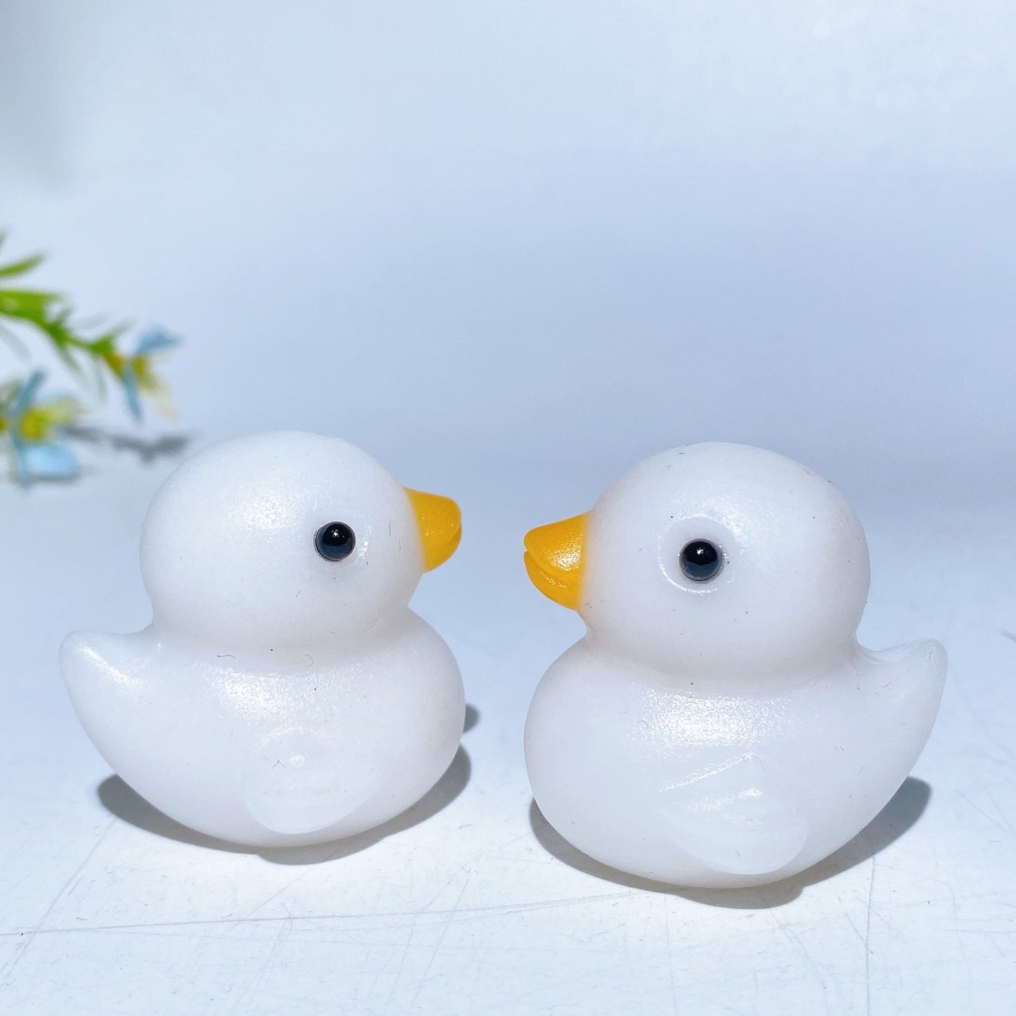1.5" Orange Calcite White Jade Duck Carving Crystal Healing Bulk Wholesale
