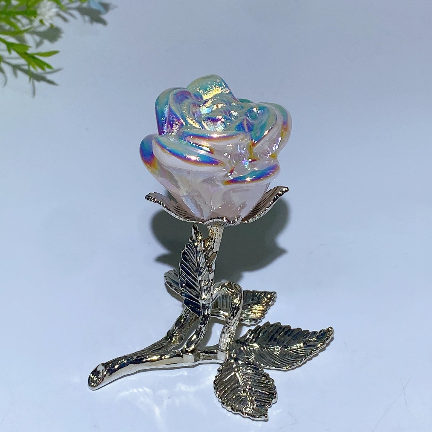 75mm Crystal Flower with Silver Metal Stem Free Form Crystal Healing Bulk Wholesale