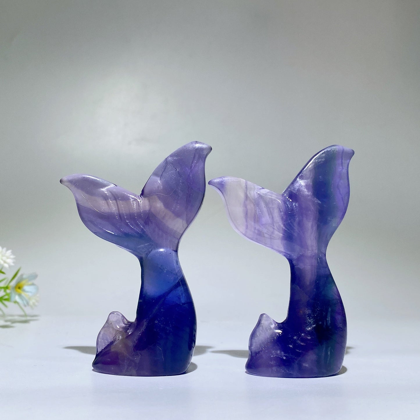 3.2" Purple Fluorite Fish Tail Carving Crystal Healing Bulk Wholesale