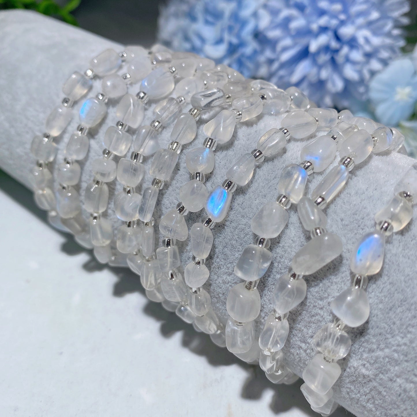 White Moon Stone Chips Bracelet Bulk Wholesale