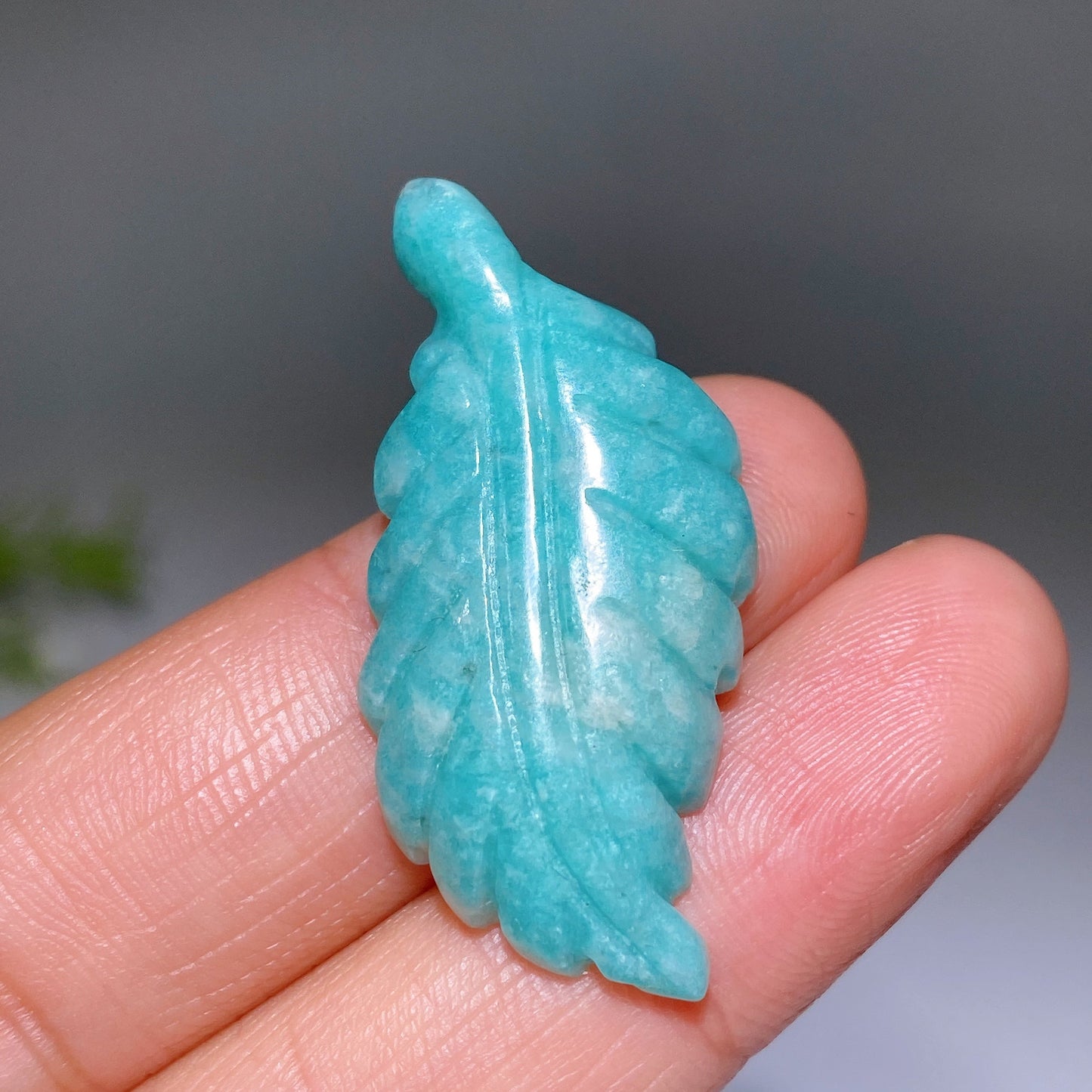1.5" Amazonite Leaf Carving Crystal Healing Bulk Wholesale