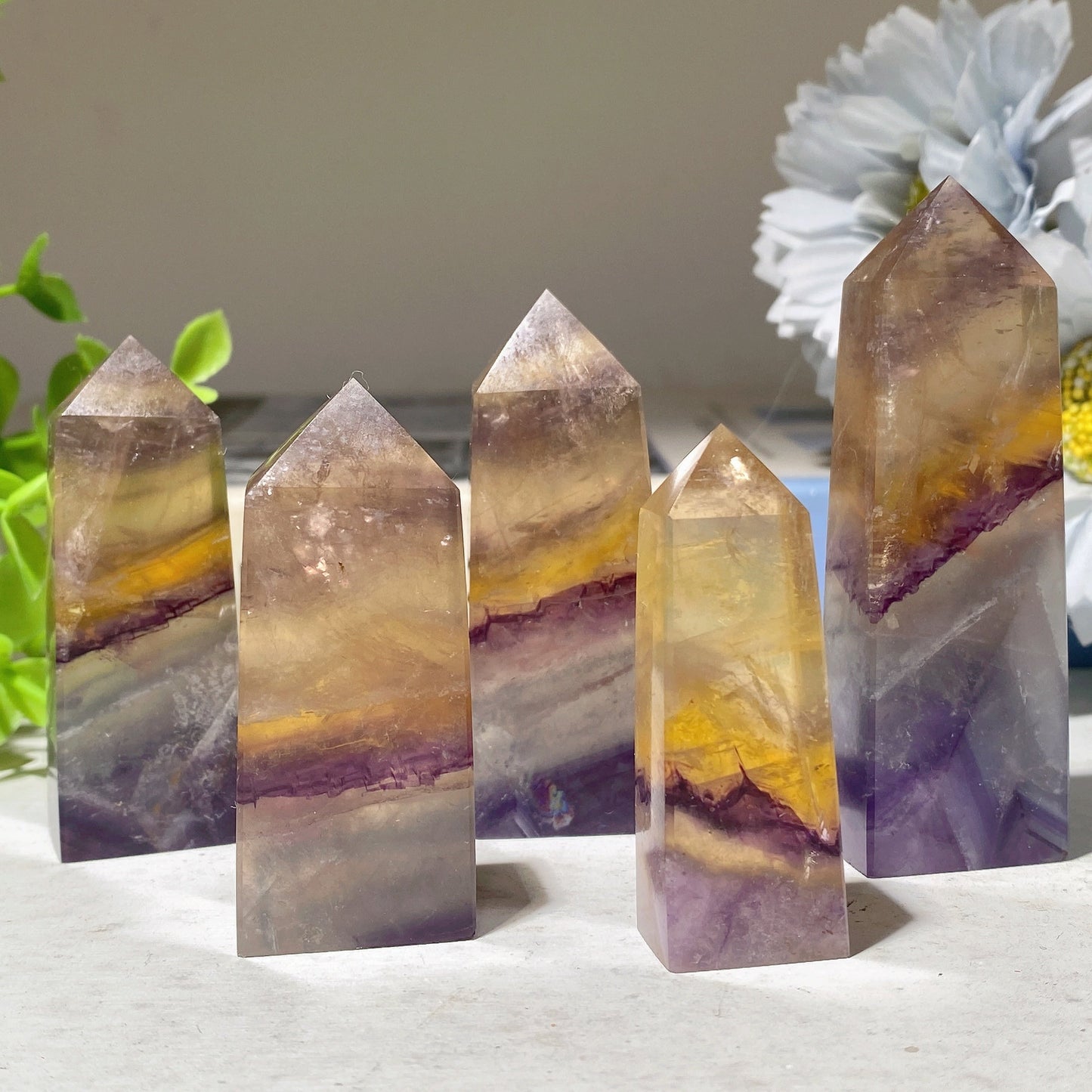 2.3"-3.3" Yellow Fluorite Points Bulk Wholesale