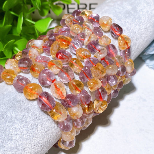 8mm Amethyst Citrine Chips Mixed Polished Crystal Bracelet Bulk Wholesale