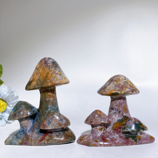 3.0"-4.0" Ocean Jasper Mushroom Carving Crystal Healing Bulk Wholesale