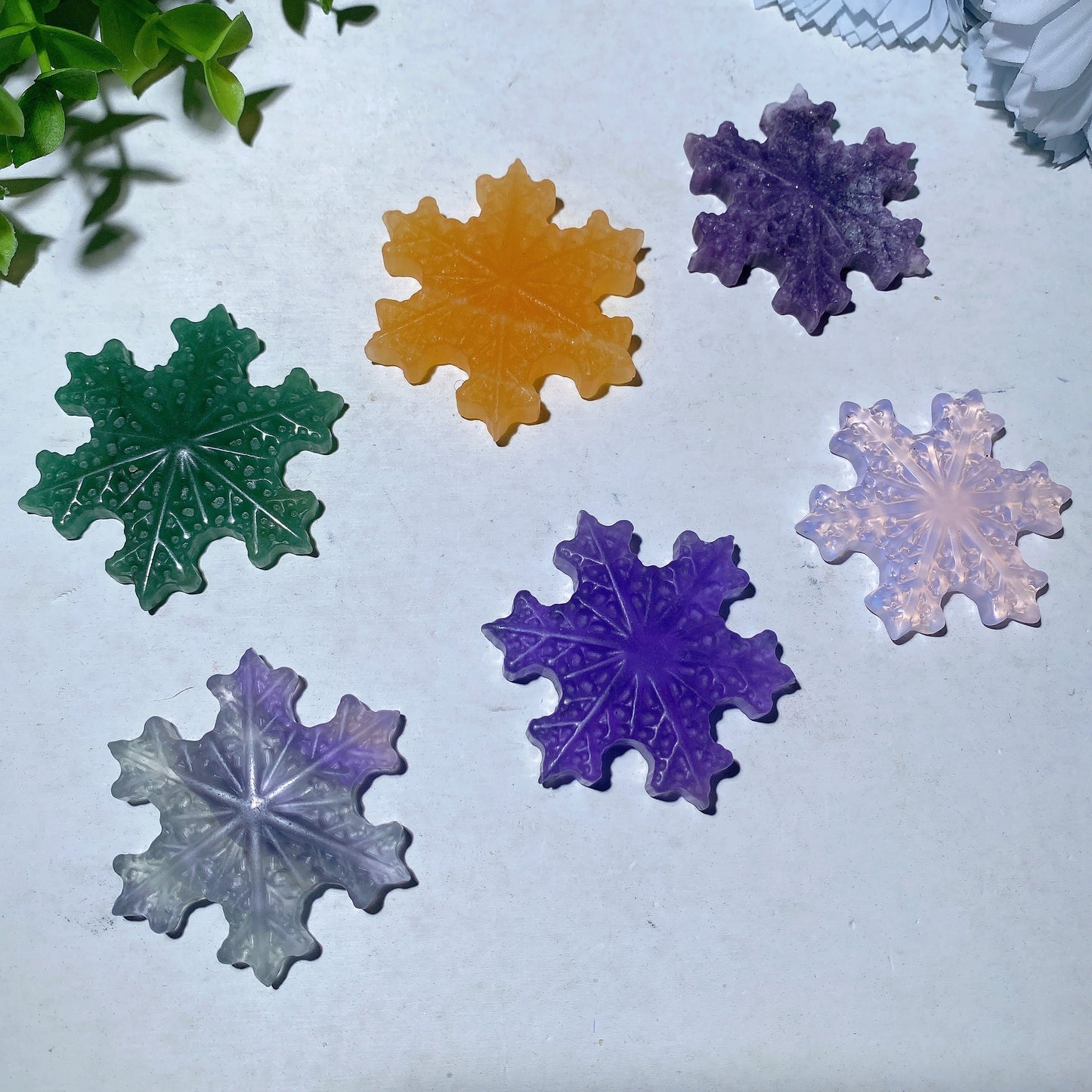 2.0" Mixed Crystal Snowflake Carvings Bulk Wholesale