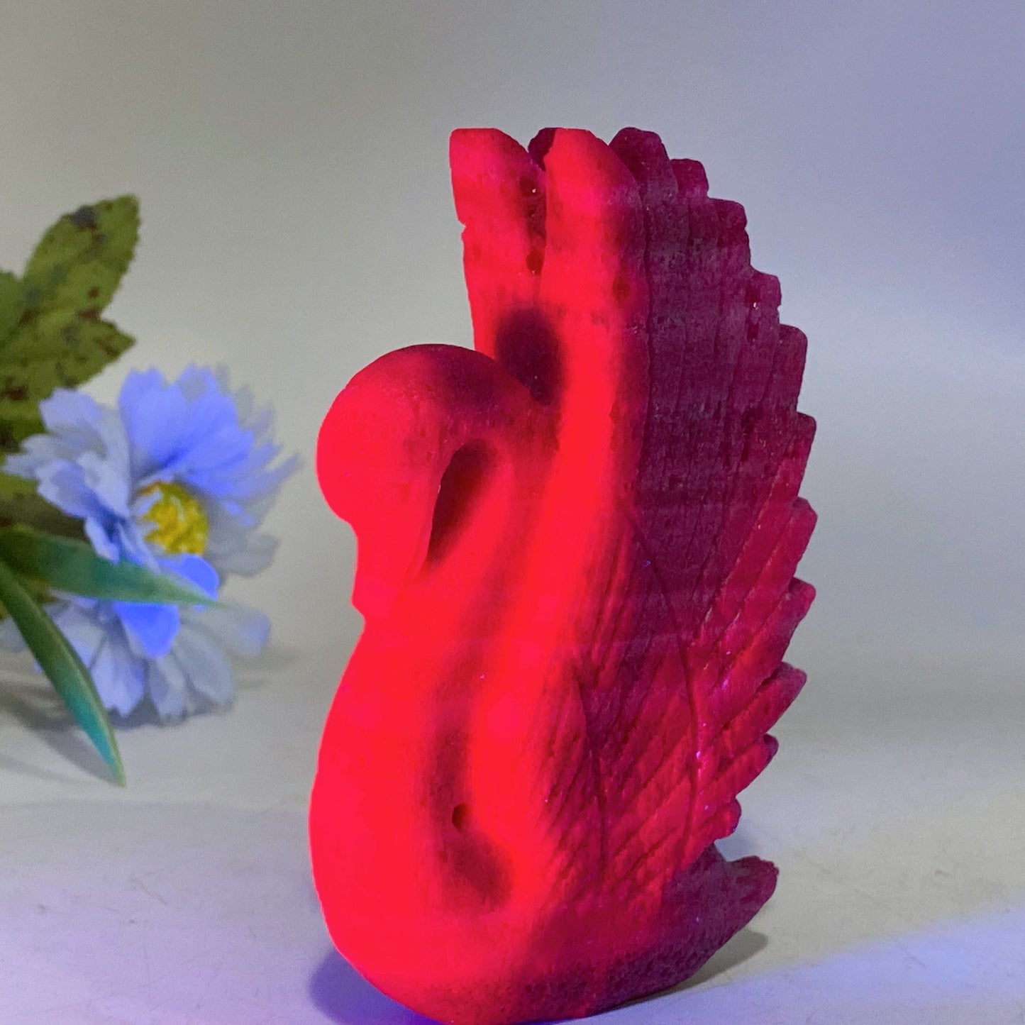 4.5" Crystal Strawberry Quartz Honeycomb Calcite Swan Carving Crystal Healing Bulk Wholesale