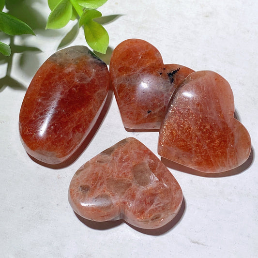 1.2"-1.5" Golden Sunstone Heart Palms Bag Bulk Wholesale