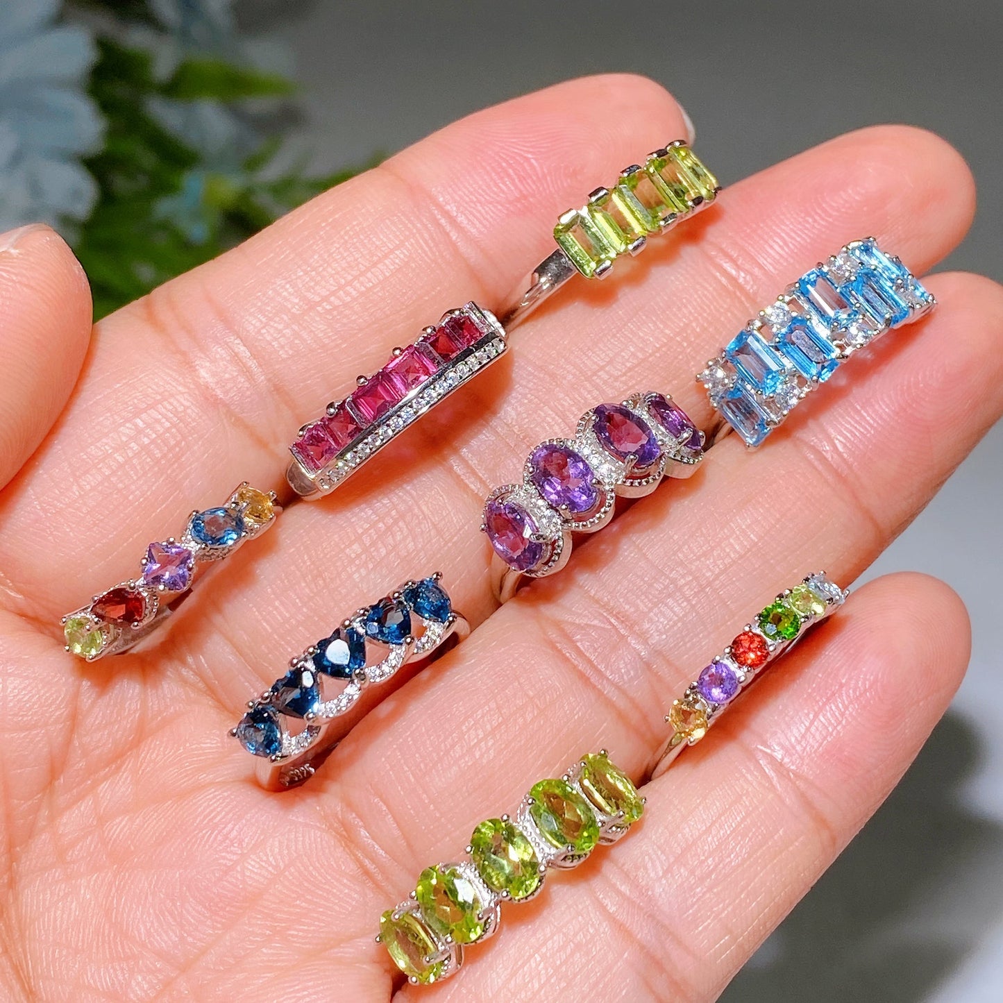 S925 Crystal Ring Crystal Healing Bulk Wholesale