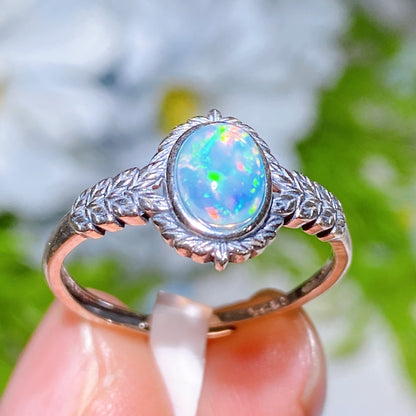 Sterling Silver S925 Natural Opal Ring Crystal Healing Bulk Wholesale
