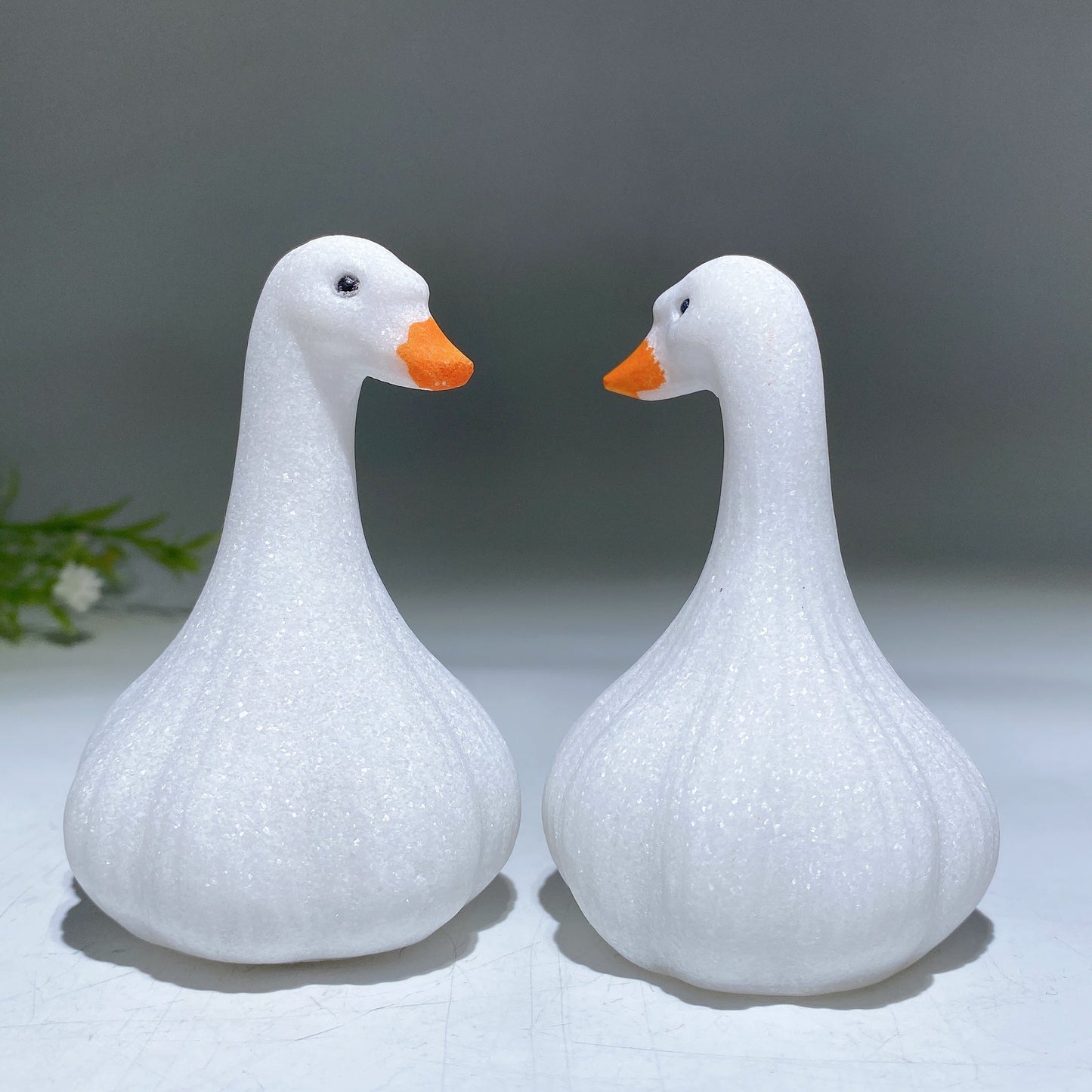 3.1" White Jade Garlic Swan Carving Crystal Healing Bulk Wholesale