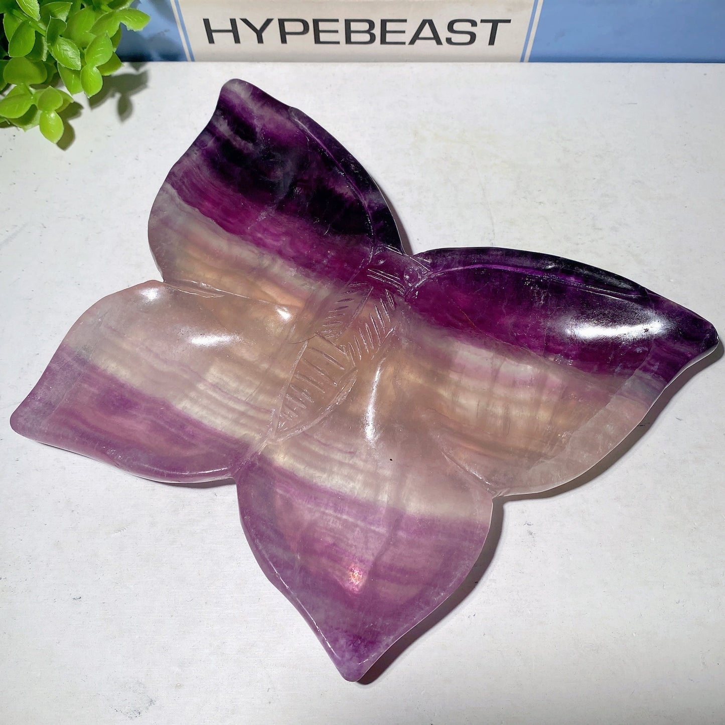 7.2" Purple Fluorite Butterfly Bowl Carvings Bulk Wholesale