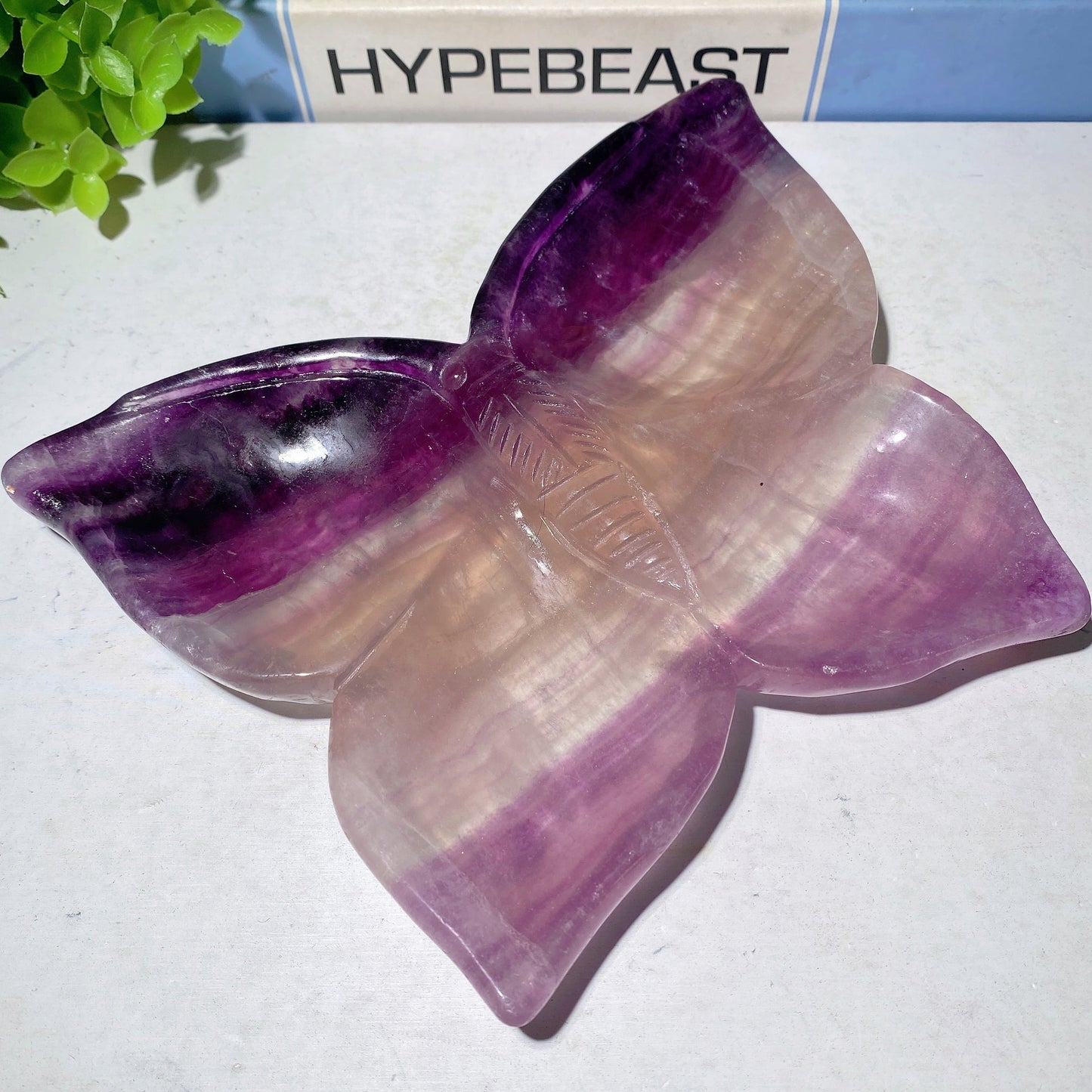 7.2" Purple Fluorite Butterfly Bowl Carvings Bulk Wholesale