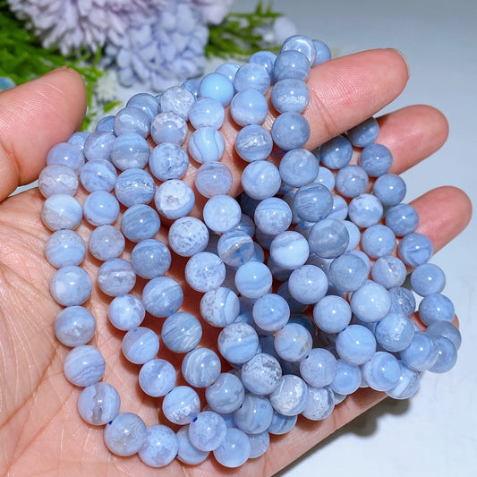 7-8.5mm Blue Lace Agate Bracelet Crystal Healing Bulk Wholesale