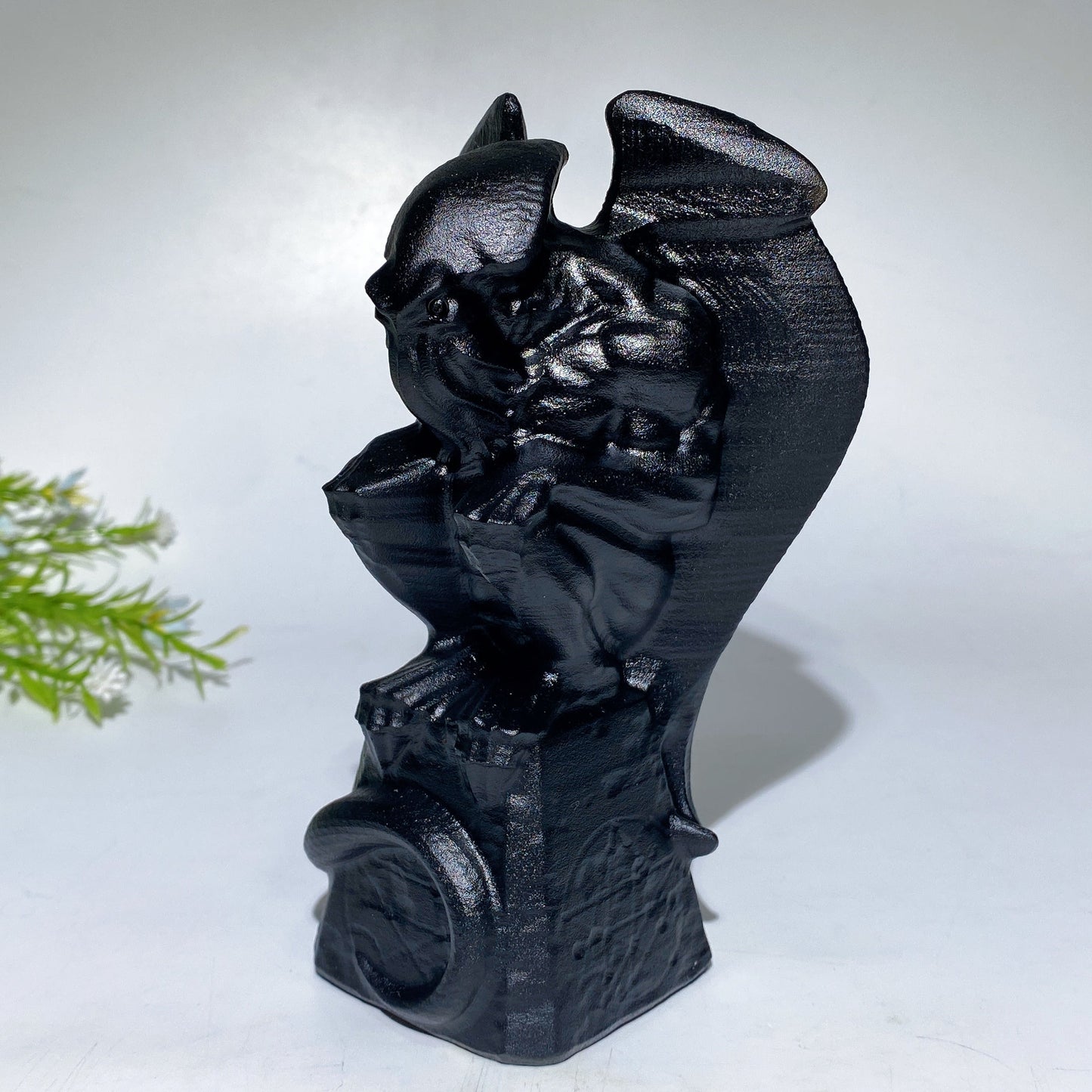 6.1" Black Obsidian Cthulhu Carving Crystal Healing Bulk Wholesale