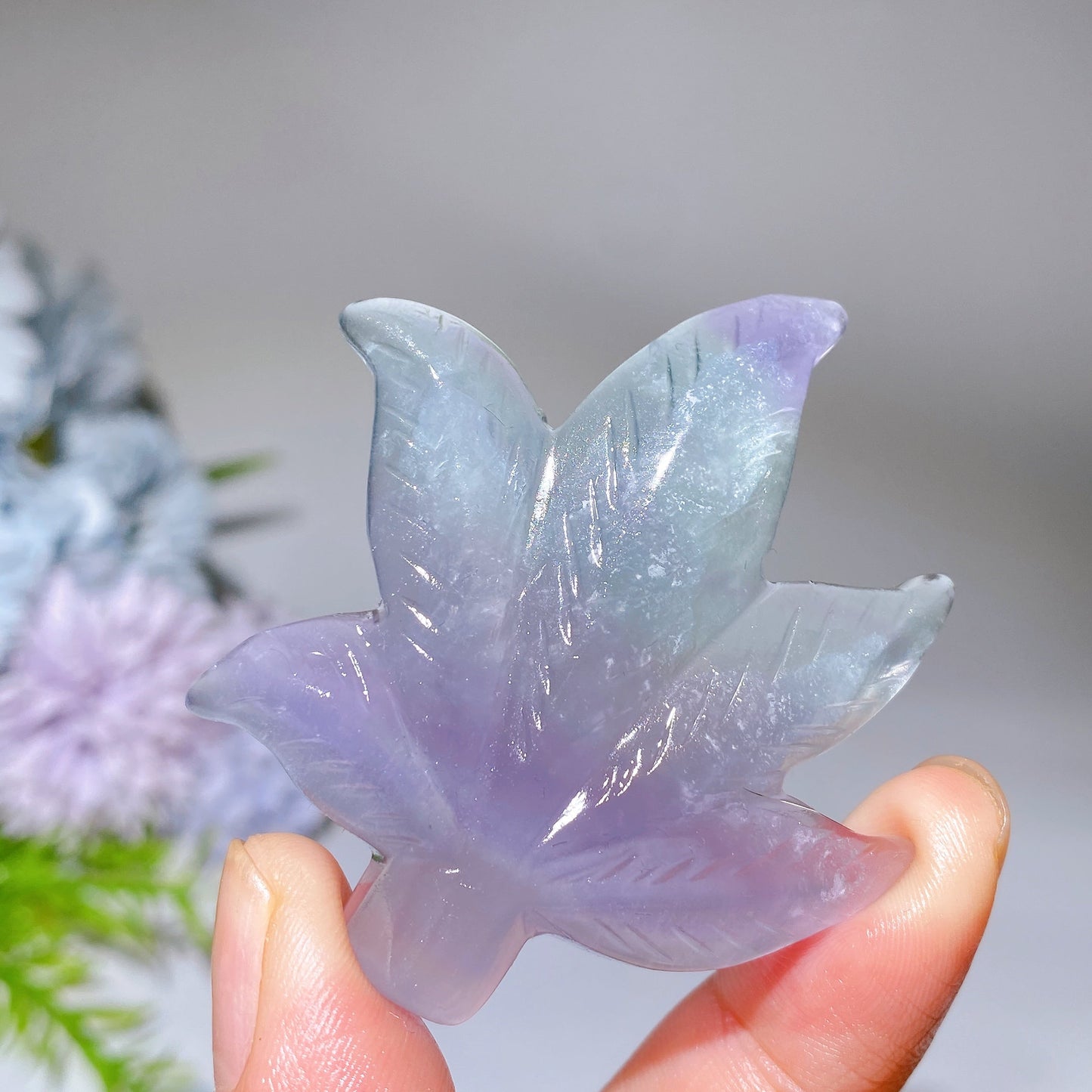 1.8"-2.0" Crystal Maple Leaf Carving Crystal Healing Bulk Wholesale