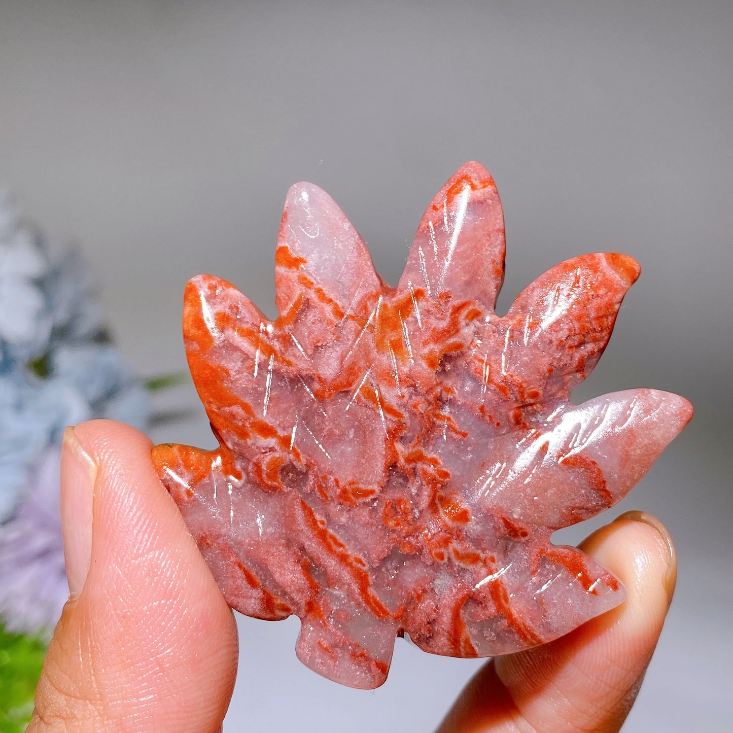 1.8"-2.0" Crystal Maple Leaf Carving Crystal Healing Bulk Wholesale