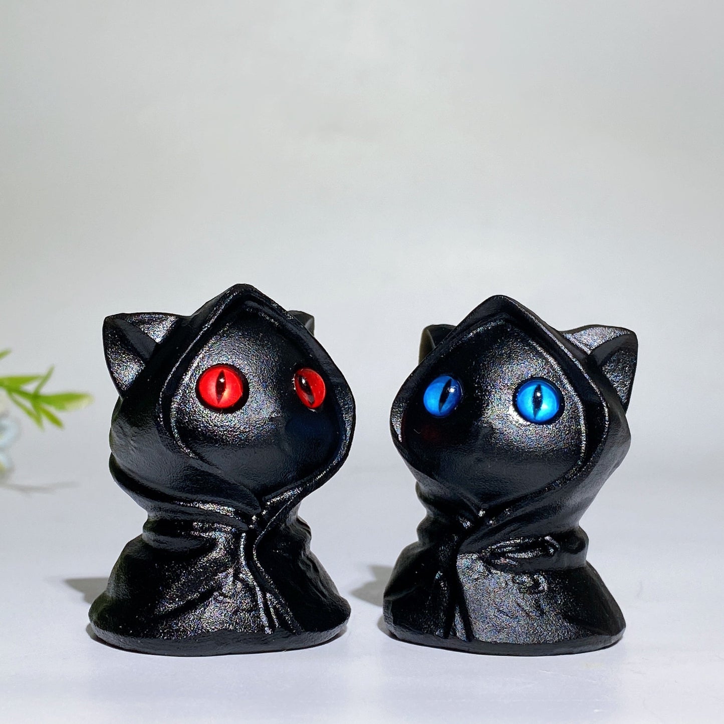2.0" Black Obsidian Halloween Cat Carving Crystal Healing Bulk Wholesale