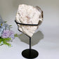 Unique Pink Tourmaline & Smoky Quartz with Mica Grow in Feldspar Specimen with Stand Crystal Healing