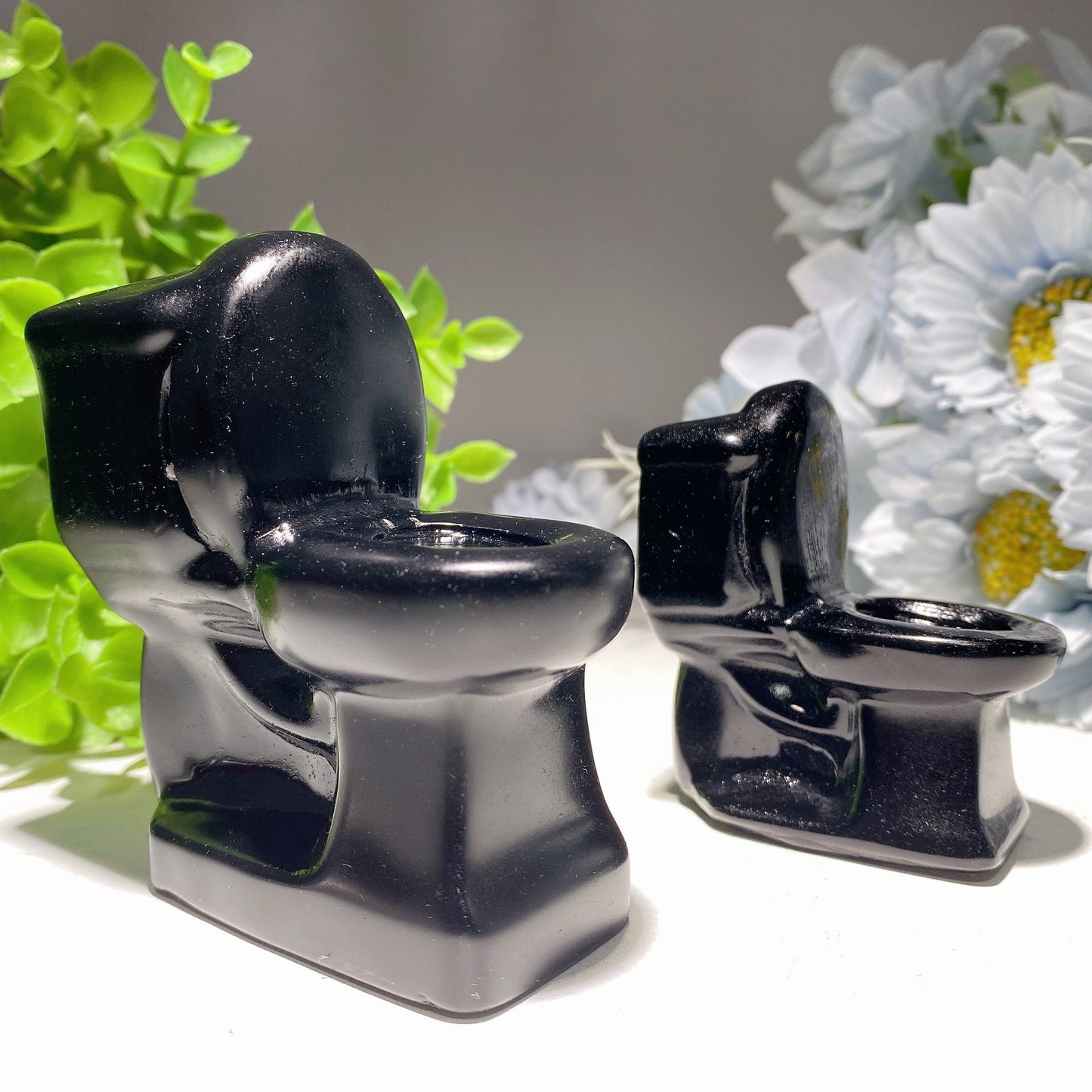 2.4"-3.1" Black Obsidian Toilet Carvings Bulk Wholesale