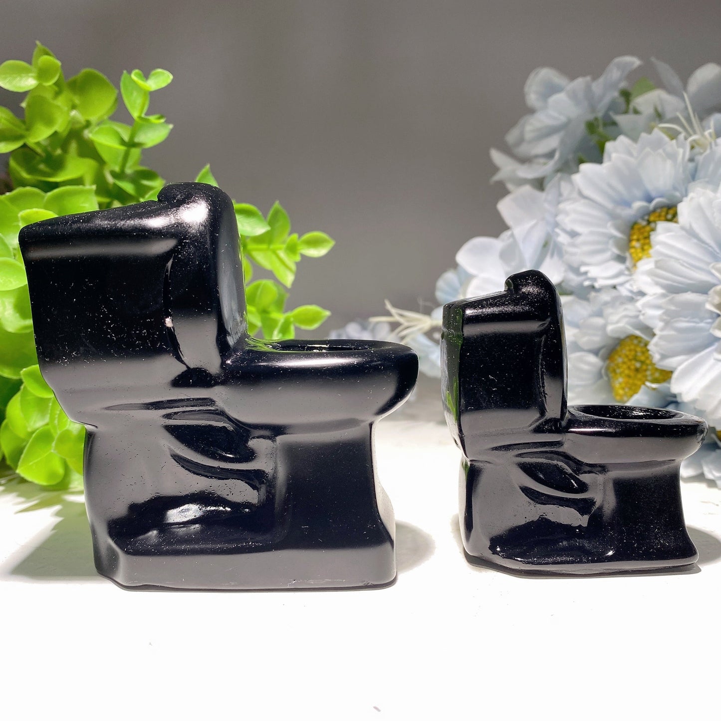 2.4"-3.1" Black Obsidian Toilet Carvings Bulk Wholesale