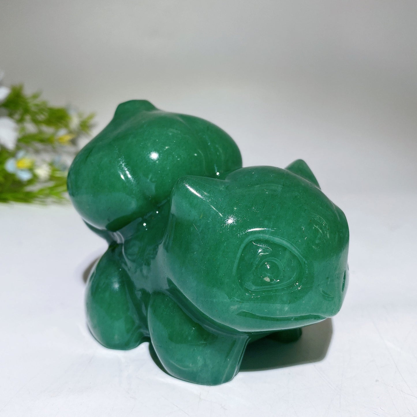 3.8" Green Aventurine Bulbasaur Pokemon Carving Crystal Healing Bulk Wholesale