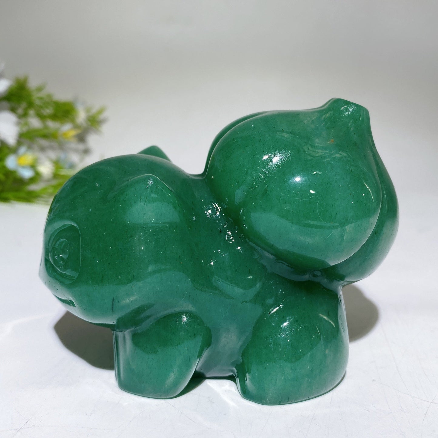 3.8" Green Aventurine Bulbasaur Pokemon Carving Crystal Healing Bulk Wholesale
