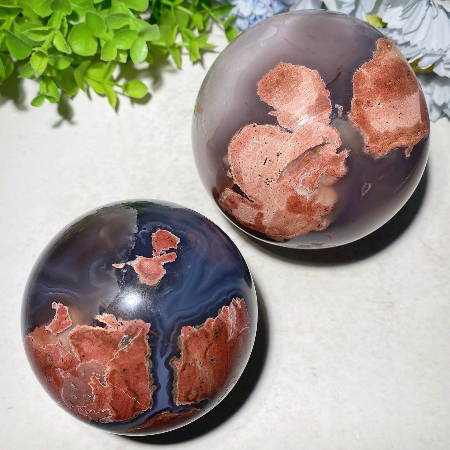 2.5"-4.0" Football Volcanic Agate Sphere Bulk Wholesale