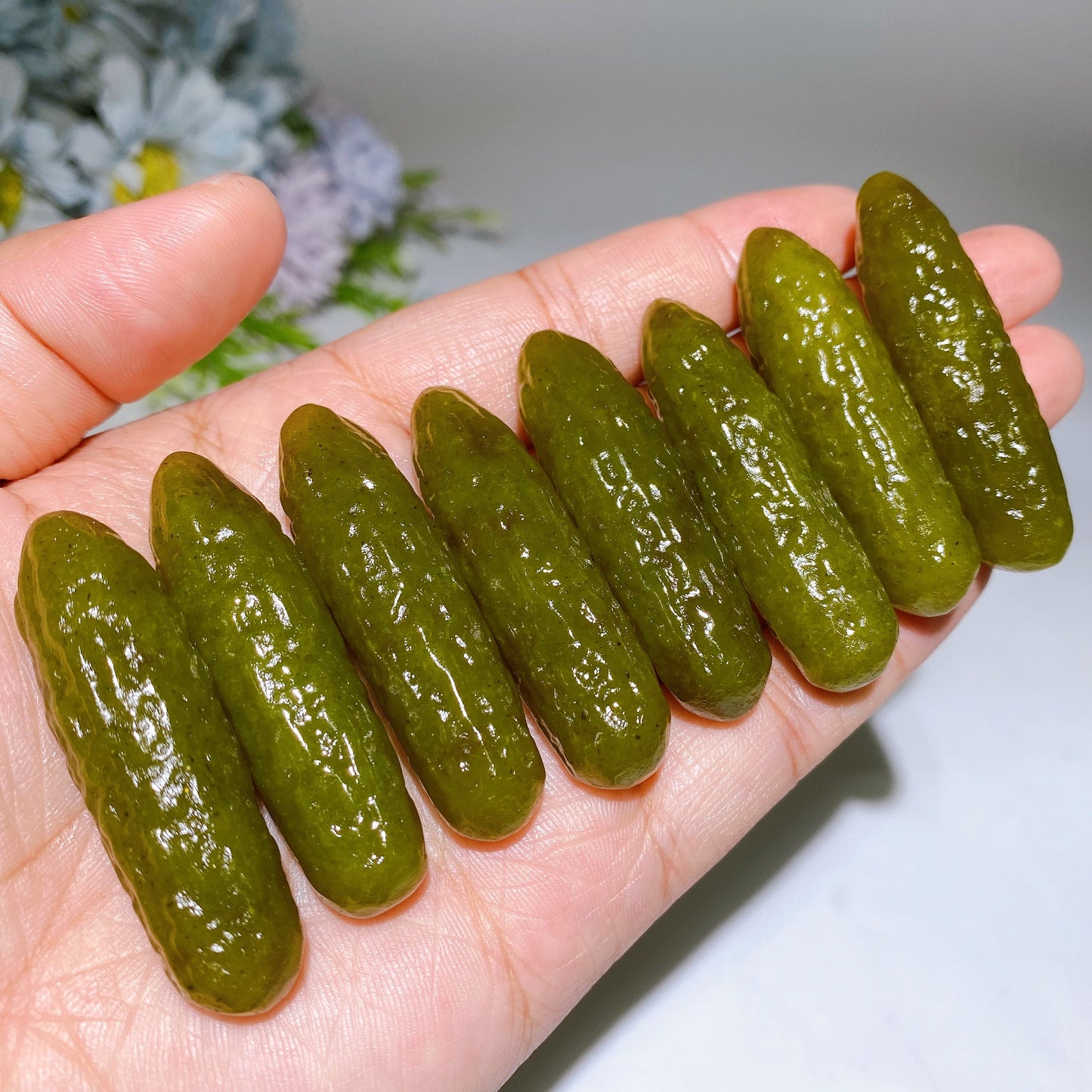 2.0"-4.0" Jade Cucumber Pickles Vegetable Carving Crystal Healing Bulk Wholesale