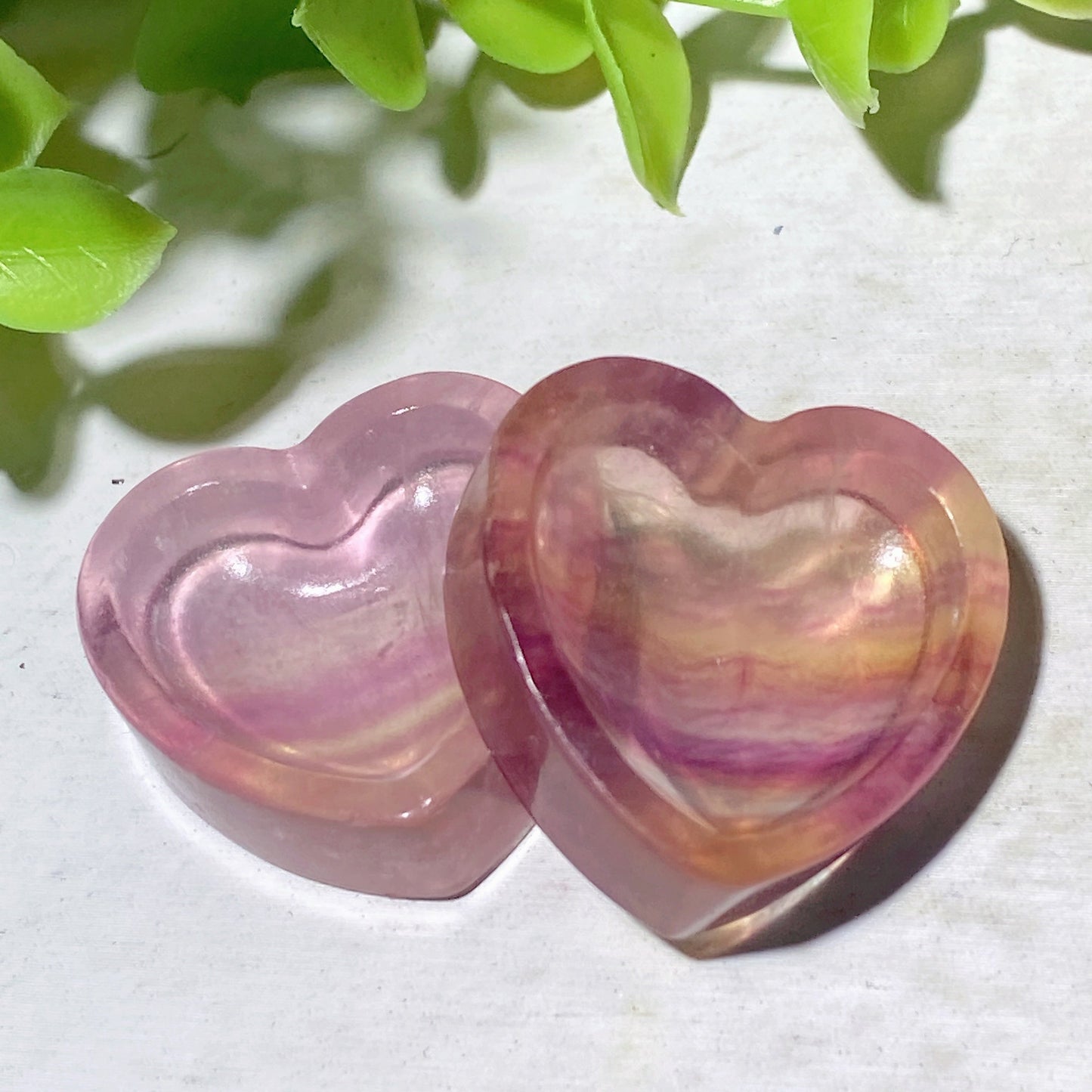 1.0" Fluorite Mini Cat Heart Shape Bowl Carvings Bulk Wholesale