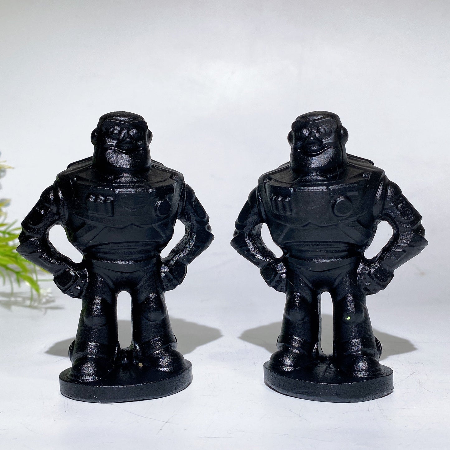 3.6" Black Obsidian Buzz Lightyear Carving Crystal Healing Bulk Wholesale