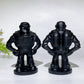 3.6" Black Obsidian Buzz Lightyear Carving Crystal Healing Bulk Wholesale