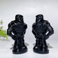 3.6" Black Obsidian Buzz Lightyear Carving Crystal Healing Bulk Wholesale