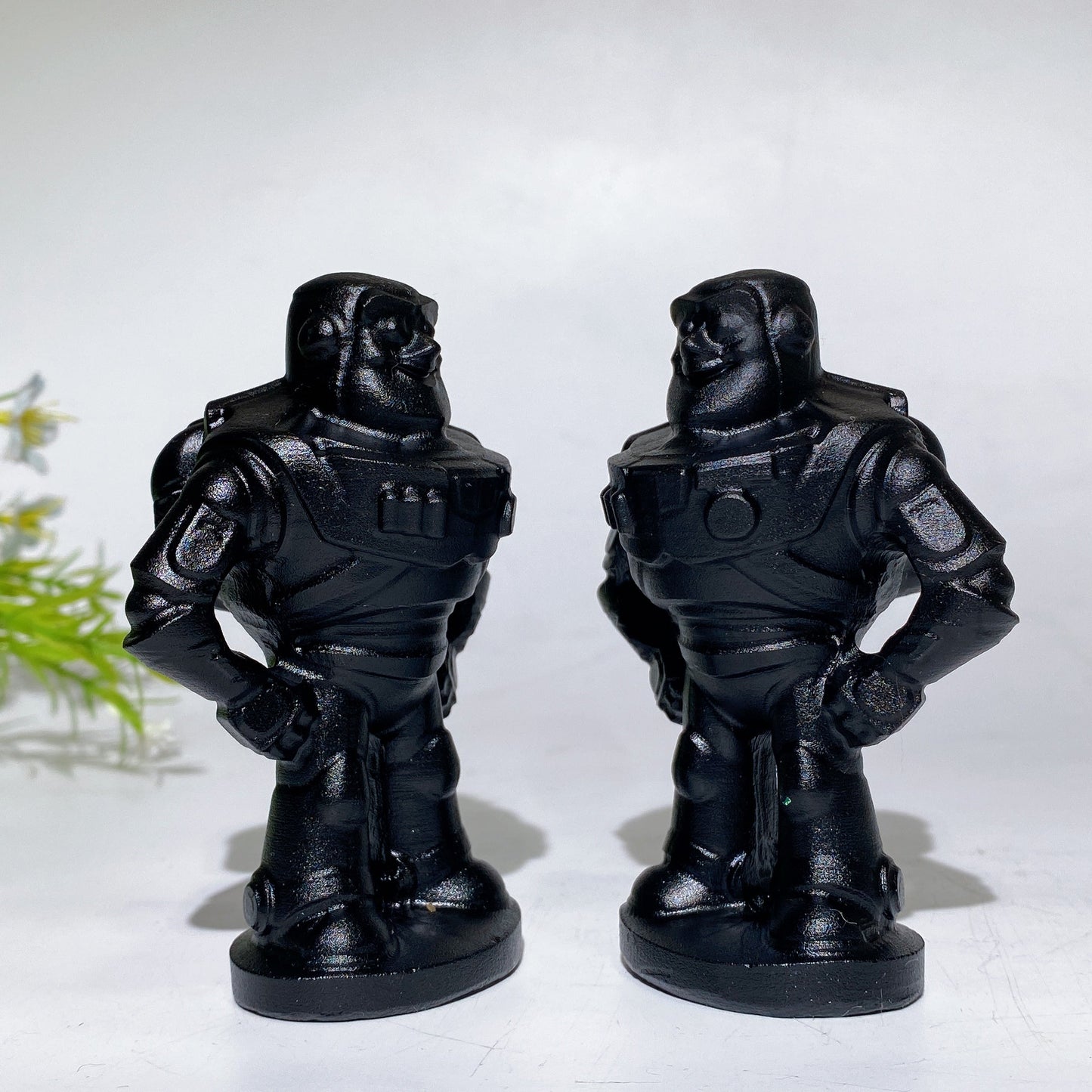 3.6" Black Obsidian Buzz Lightyear Carving Crystal Healing Bulk Wholesale