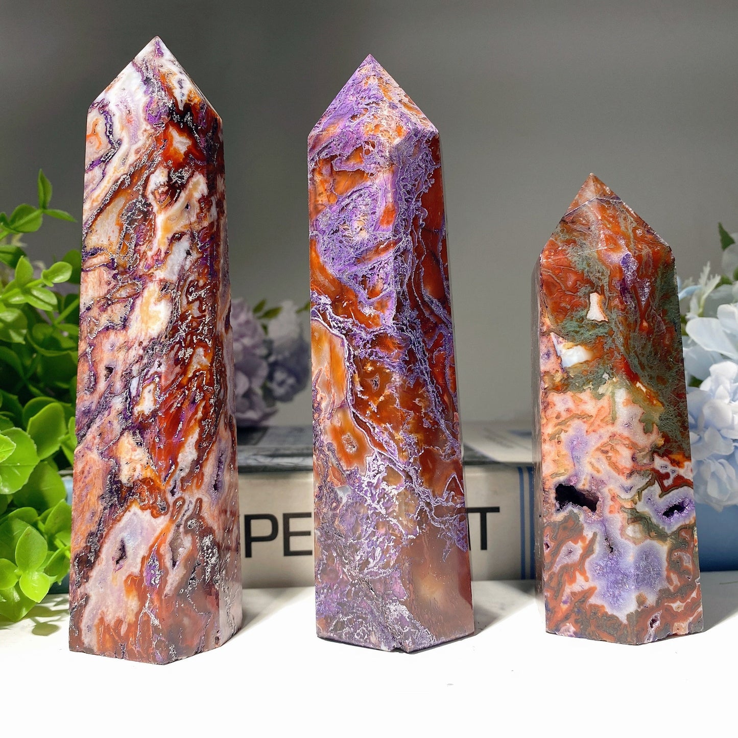 4.5"-6.0" Purple Moss Agate Tower Bulk Wholesale