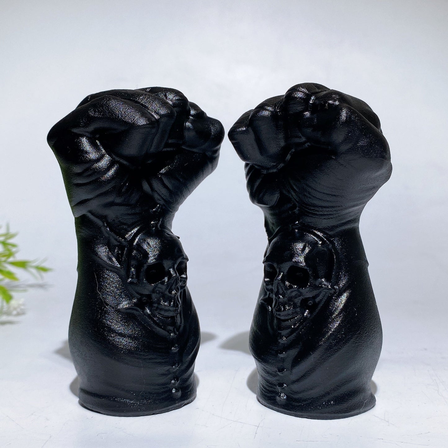 4.0" Black Obsidian Skull Fist Carving Crystal Healing Bulk Wholesale