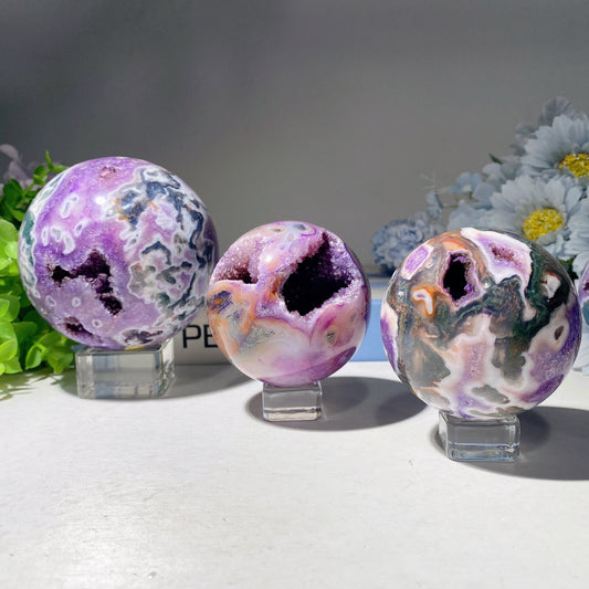 2.2"-4.0" Purple Moss Agate Sphere Bulk Wholesale