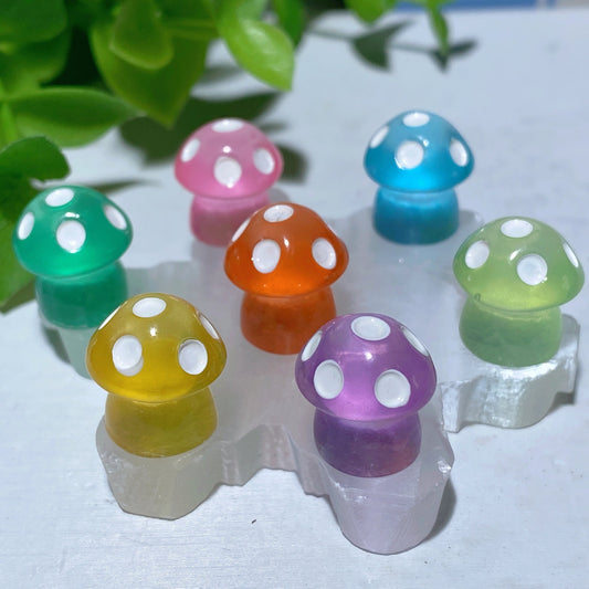 8pcs 12mm Resin Luminous Mini Mushroom Carvings Bulk Wholesale